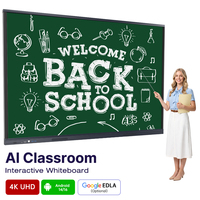 Tableau numérique intelligent à écran plat en verre trempé 55 65 75 85 86 98 110 pouces pour l'enseignement