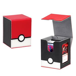 Boîte de rangement pour cartes Pokémon FX P, design Pokéball, forme carrée, portable, avec fenêtre, rouge, noir, blanc - Product Image 1