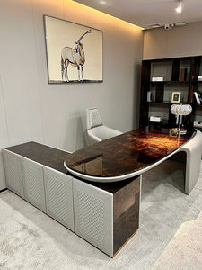 Executive desk di lusso italiano Post-moderno angolo presidente ufficio scrivania di lusso in legno acciaio a forma di moderno ceo scrivania da ufficio - Product Image 2