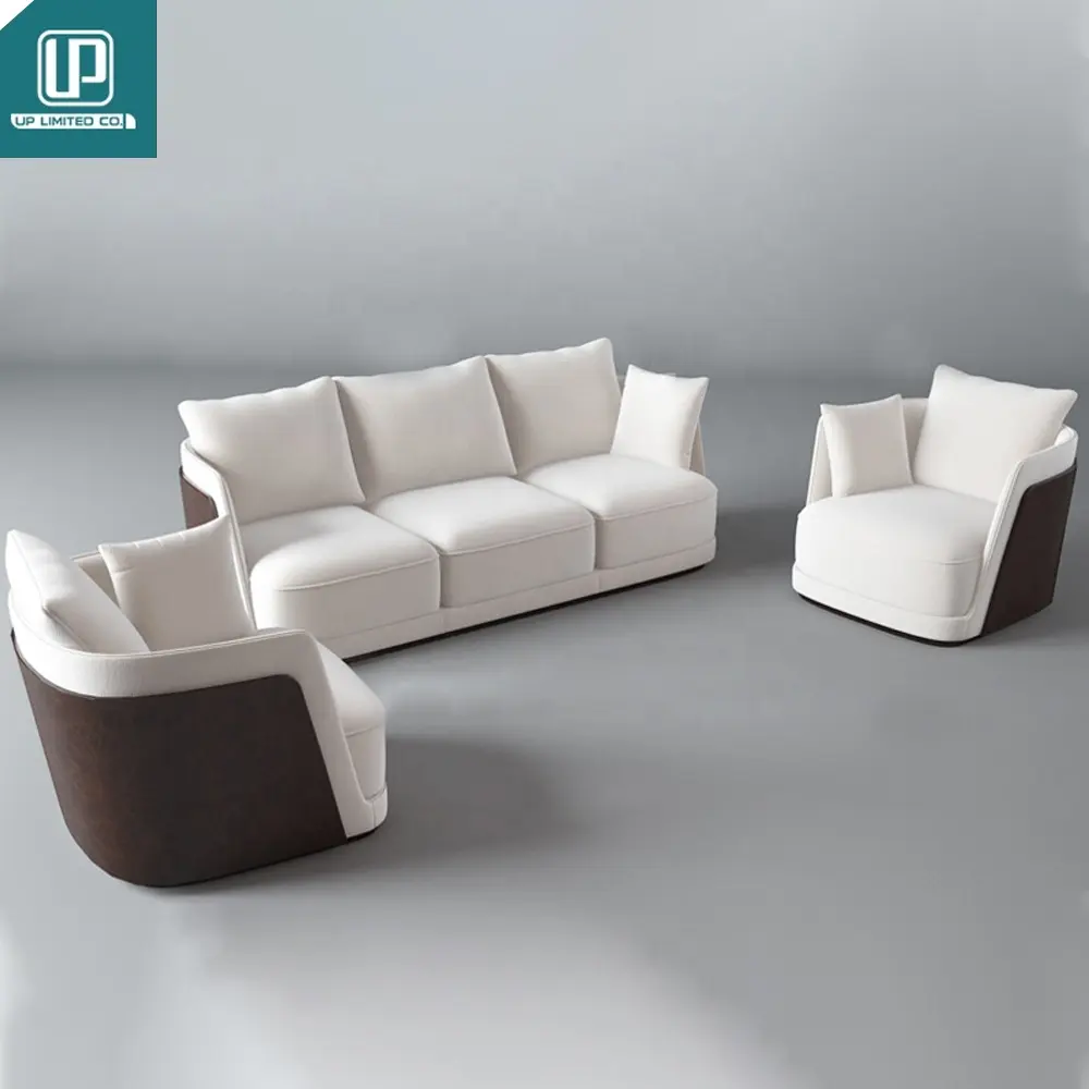 Villa Home Richmond Kollektion Holz furnier Sofa Couch Möbel Leder Luxus Wohnzimmer Sofa Set