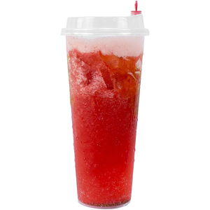 Gobelet jetable moulé par injection de 90 mm de diamètre, 700 ml, transparent givré avec couvercle, pour les boutiques de café, de lait et de thé - Product Image 1