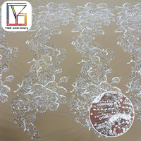 Nouveau tissu en dentelle africaine perlée, tissu en dentelle florale, tissu en dentelle à perles, tissu en dentelle à sequins, tissu en dentelle brodée pour robe de mariée de luxe