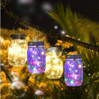 Lampes solaires suspendues en forme de bocal Mason, guirlandes lumineuses extérieures étanches en verre, lampes décoratives d'ambiance pour patio et jardin de Noël