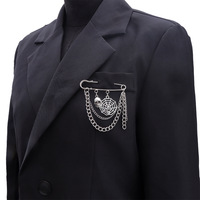 Personnalité Hip Hop crâne Web ours perle étoile à cinq branches broche mâle et femelle créative mode broche
