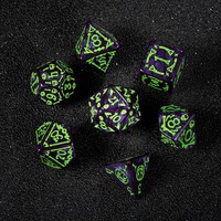 Lot de dés en acrylique personnalisés avec logo, motif tourbillon violet et citrouille verte, sur le thème d'Halloween, pour DND