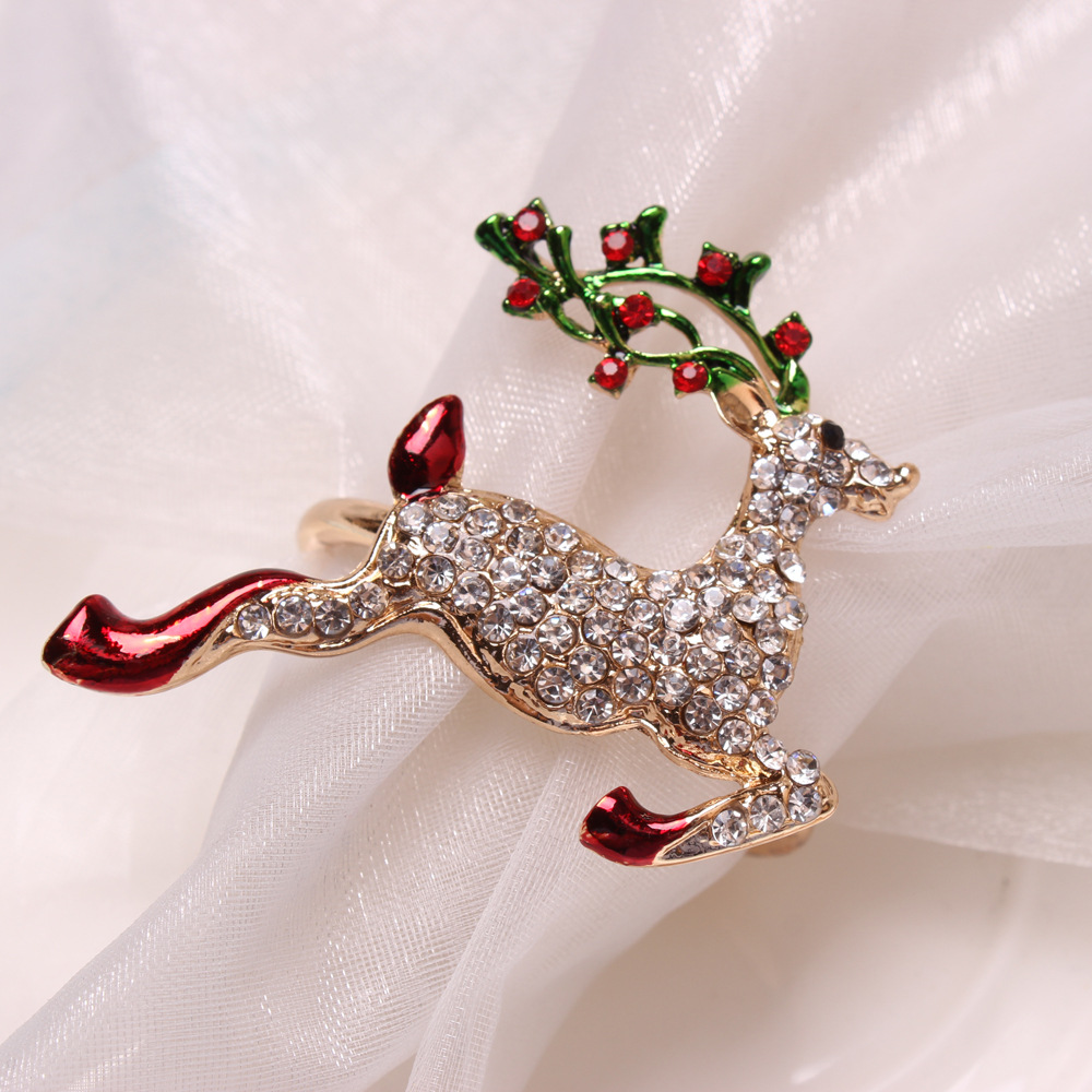 Cross Border Elk Flower Christmas Tree Napkin Ring Bell Snowflake Napkin Buckle for Hotel Decorations and Party Wholesale