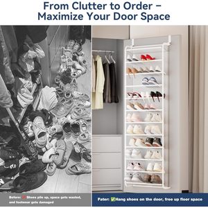 Over The Door <b>Shoe</b> Organizer 12 Tier White Metal Mesh Hanging <b>Shoe</b> Rack For <b>Shoes</b> Behind Doors - Product Image 6