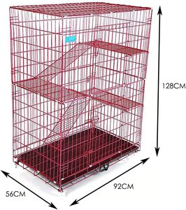 Supergroot rechthoekig kattenappartement, vier verdiepingen tellende dierenhotel, hoogwaardig stevig opvouwbaar draadkattenhok, meerdere niveaus voor springen - Product Image 2