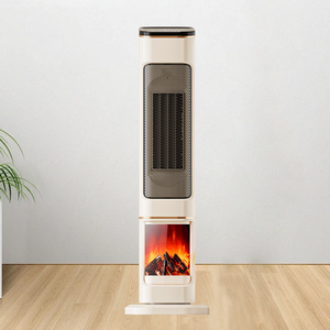 Ventilateur chauffant électrique sur pied en métal 2000W, portable, céramique PTC, minuterie 12 heures, contrôle tactile, effet de flamme 3D, rapide - Product Image 5