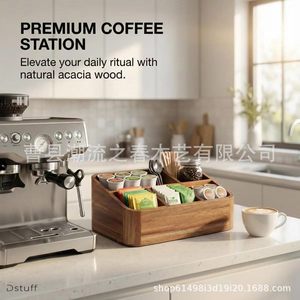 Cross-border wooden storage <b>box</b>, compartmentalized organizer, bar counter coffee and <b>tea</b> bag storage <b>box</b>, living room desktop - Product Image 2