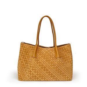 Niche Design New Genuine Leather Handwoven <strong>Women</strong> <strong>Handbag</strong> Double Handle <strong>Laptop</strong> Bag Large Capacity <strong>Women</strong> Casual Tote Shopping Bag - Product Image 1