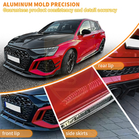 Kit carrosserie en fibre de carbone sèche préimprégnée compatible Audi RS3 2021-2023, style PK, pièces de modification extérieure : lèvre de pare-chocs avant, aileron de toit