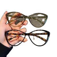Lunettes optiques pour ordinateur pour femmes, montures de lecture en polycarbonate solide, anti-lumière bleue, forme œil-de-chat carrée, bleu clair