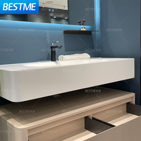 Meuble de salle de bain mural, design hôtelier, meuble-lavabo de luxe, double vasque, finition laquée, miroir intelligent, écologique