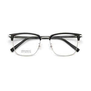 Lunettes de vue demi-cerclées rectangulaires Premiummetal pour hommes 8101 54-19-150 avec plaquettes nasales antidérapantes - Product Image 1