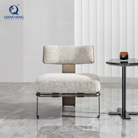 Salon moderne canapé simple fauteuil de relaxation chambre d'hôtel fond en coton et lin selle tissée fauteuil de loisirs en cuir personnalisé