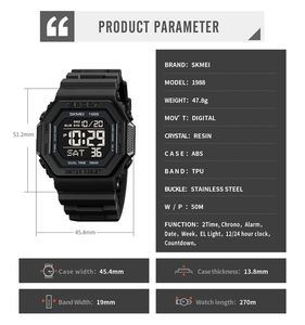 Skmei-<span class=keywords><strong>reloj</strong></span> deportivo digital para hombre, cronógrafo personalizado, hasta 50m resistente al agua, venta al por mayor de fábrica, 1988 - Product Image 6