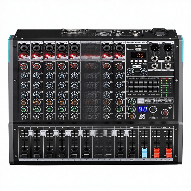PA6 USB Professional Audio Mixer  Console 99 Reverb Effect Built-in 6-Channel Mixer Metal Construction Built-In