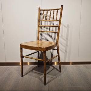 Kursi Perjamuan dengan Sandaran Besi Motif Kayu dan Kaki Sambungan Bambu - Product Image 5