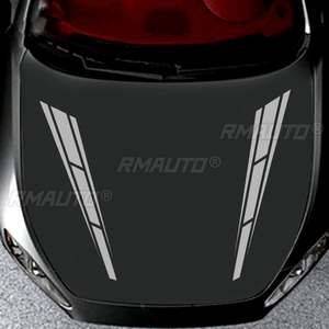 2 pegatinas decorativas para capó de coche, rayas de carreras, calcomanías DIY para motor, accesorios para coche - Product Image 3