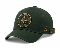 Casquette de baseball unisexe en sergé de coton à 6 panneaux, avec badge boussole, pour le marché des articles de randonnée et d'extérieur, personnalisable avec logo, directement de l'usine