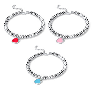 Heart Beaded Bracelet for Women, Minimalist Fresh Round Chain, Trendy Y2K Everyday Jewelry - Product Image 1