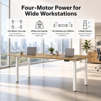 Cadre de bureau électrique ergonomique à 4 pieds, réglable en hauteur, 200 kg, double moteur, pour table de réunion et bureau ouvert