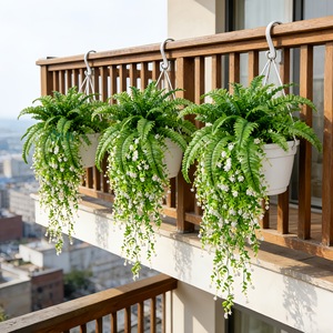 ใบไม้ประดิษฐ์แบบเปอร์เซียพร้อมดอกไม้สีขาวสำหรับตกแต่งต้นไม้แขวนในร่มและกลางแจ้งสำหรับตกแต่งสวน - Product Image 3