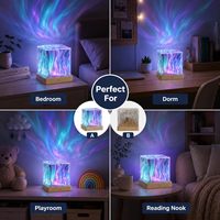 Lampe de projection d'ondes océaniques carrée RGB avec télécommande, lumière d'ambiance créative 3D à effet d'ondulation d'eau, lampe décorative de chevet