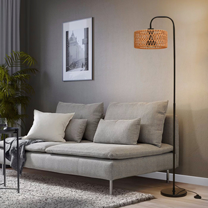 Lampadaire Boho Arc avec abat-jour en <span class=keywords><strong>rotin</strong></span>, ampoule 9W et interrupteur au <span class=keywords><strong>pied</strong></span>, lampe de Bohème pour salon, chambre à coucher, bureau - Product Image 4