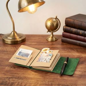 Carnet de voyage tri-pliant authentique en cuir, journal DIY, bloc-notes vintage, carnet créatif pour enregistrement, cadeaux de bienvenue gaufrés - Product Image 6