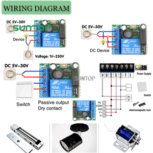 Dc5v 12V 24V 1CH <span class=keywords><strong>RF</strong></span> tiếp nhận và 2CH Transmitter cửa điện từ khóa 433 MHz <span class=keywords><strong>RF</strong></span> điều khiển từ xa chuyển đổi không dây - Product Image 3