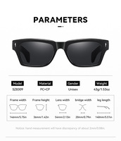 Lunettes de soleil rectangulaires haut de gamme avec charnière à 5 barres, monture métallique design, verres polarisés anti-reflet et anti-lumière bleue