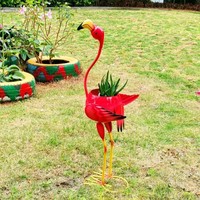 Jardinière Flamingo en Métal Coloré Oniya, Statue d'Extérieur pour Jardin, Pot de Fleurs, Décoration de Pelouse, Patio, Cour Arrière