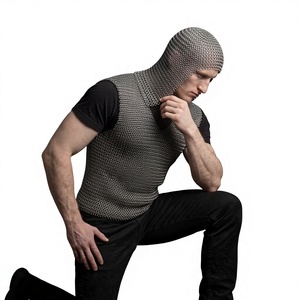 Gilet en maille d'acier avec capuche, style antique, armure métallique soudée, protection intégrale - Product Image 1