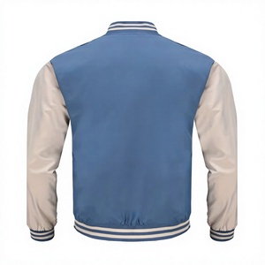 PROFIT SPORTS Custom Unisex Wool/Leather Letter Jacket Reversible Quick Dry Windproof Breathable V-Neck <b>Covered</b> <b>Button</b> Closure - Product Image 2