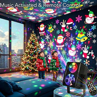 Lumières de Noël, lumière décorative de fête, projecteur à motif de Père Noël, lampe à boule disco LED avec télécommande pour Noël festif | YSH