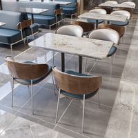 Ensembles de tables et de chaises de restaurant personnalisés, ensembles de canapés en acier inoxydable rembourrés pour les salles à manger de restaurants et de cafés