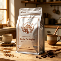 Sac à café en aluminium de qualité alimentaire, 1 kg, imprimé en héliogravure personnalisé, résistant à l'humidité, fond plat, scellé sur huit côtés