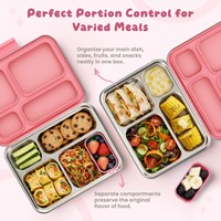 Nouvelle arrivée : boîte à lunch bento en acier inoxydable à 3 compartiments, réutilisable, anti-fuite, compatible lave-vaisselle et chauffable pour les enfants d'âge scolaire