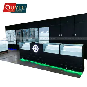 Nova Decoração Led Iluminação Vitrine Store Hookah Tabaco Display Racks Showcase Glass Case Display Showcase Para Smoke Shop