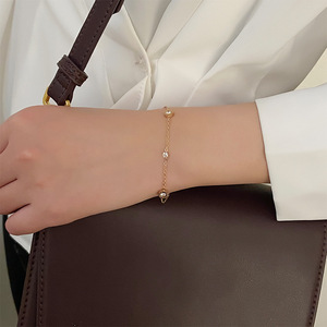 PVD 18K Gold Plated Roman Clock Charm <b>Bracelet</b> | Vintage Stainless Steel Women's Roman Numeral <b>Bracelet</b> with Cubic Zirconia - Product Image 3