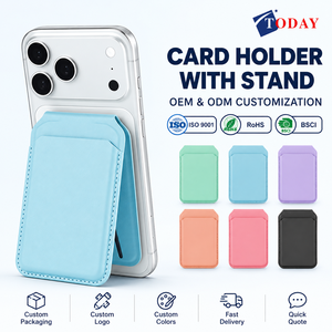 RFID Blocking Custom logo Slim Minimalist Pu Leather Card Holder Magnet <strong>Wallet</strong> Magsafe ID Card <strong>Wallet</strong> with Stand - Product Image 1