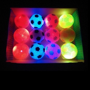 Customized TPR light-up and sound-emitting soccer <b>ball</b> for teeth cleaning and chewing dogs; <b>LED</b> flashing bouncy spiked <b>ball</b> for - Product Image 1
