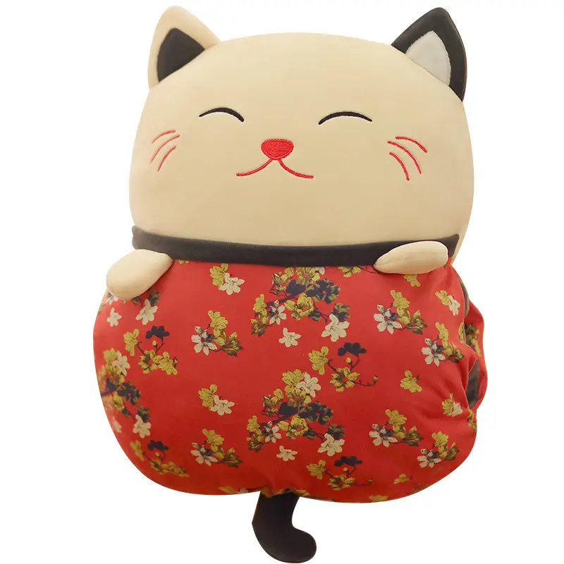 Ruunjoy peluche Lucky Cat doll Zhaocai cat hug pillow coperta warm hand cover divano cuscino cuscino in vita cinese tradizionale