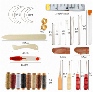 Kit de démarrage pour la reliure artisanale du cuir : outils, plieur à os en plastique, plieur à rainurer, fil ciré, aiguilles à coudre pour cuir, ciseaux, enfile-fil - Product Image 2