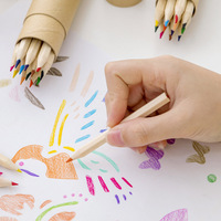 Ensemble de 6 pièces de mini crayons de couleur hexagonaux de 3.5 pouces de vente chaude crayon de couleur personnalisé en vrac de taille courte
