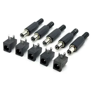 DC-005 5.5x2.1mm 12V 3A Plastic Male Plugs + Female Socket Panel Mount Jack DC Power Connector Electrical Supplies