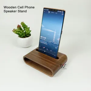 Wooden Custom Logo Loudspeaker Portable Mobile Speaker Decor Holder Wooden For Iphone Holder Lazy Stand