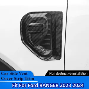 Pour <span class=keywords><strong>Ford</strong></span> <span class=keywords><strong>Ranger</strong></span> 2023 2024, garnitures de protection de logo latéral de voiture en ABS effet carbone, garnitures de protection de grille d'aération latérale avant, garnitures de protection d'ailes, garnitures de calandre, pièces automobiles - Product Image 1